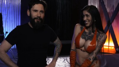 hardcore action with a tattooed model