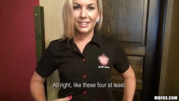 Mofos - perfect ass waitress gets a nice tip for being a slut