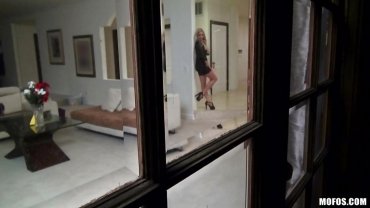 Mofos - stalker filming a blonde masturbating then enters her house
